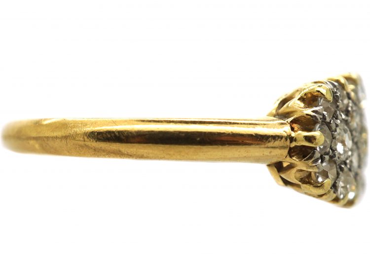 Edwardian 18ct Gold & Platinum, Diamond Triple Cluster Ring