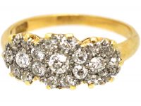 Edwardian 18ct Gold & Platinum, Diamond Triple Cluster Ring