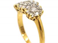 Edwardian 18ct Gold & Platinum, Diamond Triple Cluster Ring