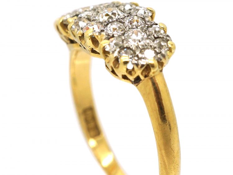 Edwardian 18ct Gold & Platinum, Diamond Triple Cluster Ring