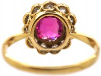 Edwardian 18ct Gold & Platinum, Burma Ruby & Diamond Cluster Ring