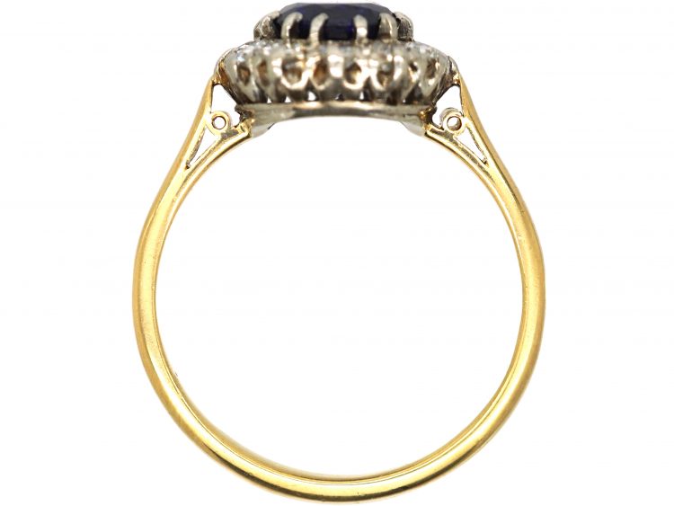 Edwardian 18ct Gold, Sapphire & Diamond Cluster Ring