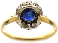 Edwardian 18ct Gold, Sapphire & Diamond Cluster Ring