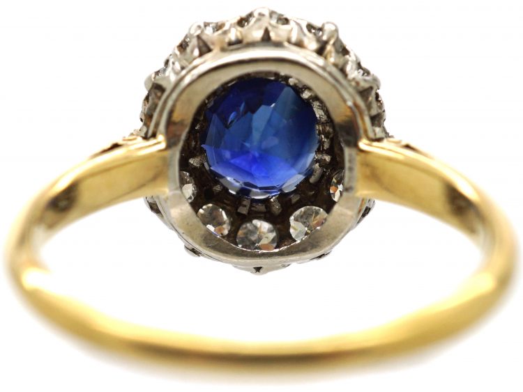 Edwardian 18ct Gold, Sapphire & Diamond Cluster Ring