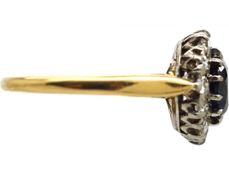 Edwardian 18ct Gold, Sapphire & Diamond Cluster Ring