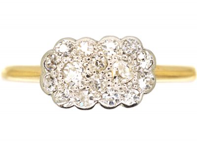 Edwardian 18ct Gold & Platinum, Double Cluster Diamond Ring