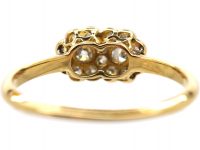 Edwardian 18ct Gold & Platinum, Double Cluster Diamond Ring