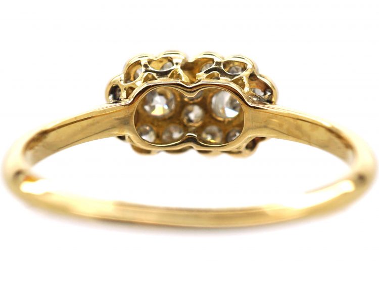 Edwardian 18ct Gold & Platinum, Double Cluster Diamond Ring