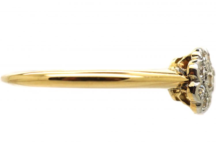 Edwardian 18ct Gold & Platinum, Double Cluster Diamond Ring