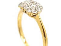Edwardian 18ct Gold & Platinum, Double Cluster Diamond Ring