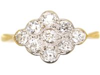 Edwardian 18ct Gold & Platinum, Diamond Shaped Diamond Cluster Ring