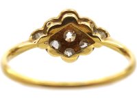 Edwardian 18ct Gold & Platinum, Diamond Shaped Diamond Cluster Ring