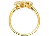 Edwardian 18ct gold, Three Stone Old Mine Cut Diamond Crossover Ring