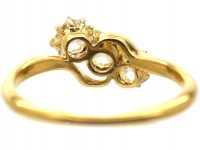 Edwardian 18ct gold, Three Stone Old Mine Cut Diamond Crossover Ring