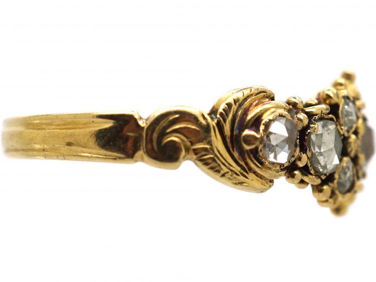 Georgian 18ct Gold & Old Mine Cut & Rose Cut Diamond Ring