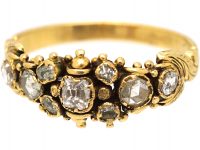 Georgian 18ct Gold & Old Mine Cut & Rose Cut Diamond Ring