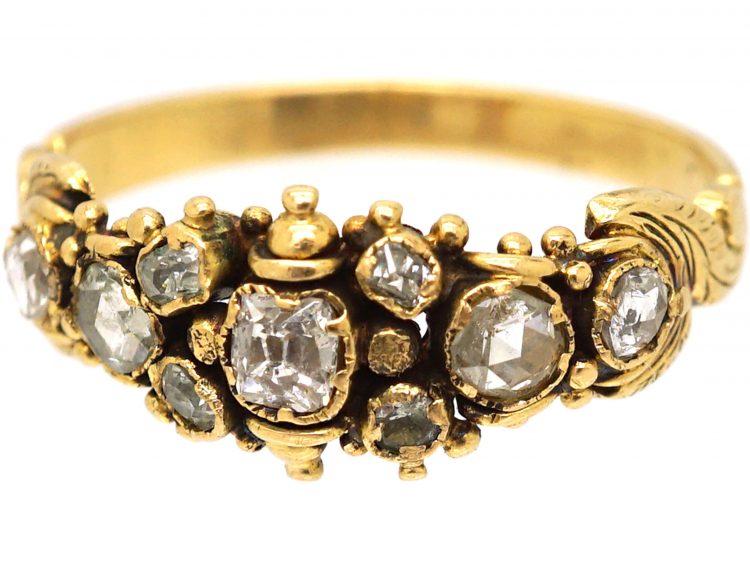 Georgian 18ct Gold & Old Mine Cut & Rose Cut Diamond Ring