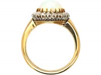 Early 20th Century French Import 18ct Gold Cluster Ring set with an Opal & Rose Diamonds