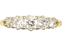 Victorian 18ct Gold, Five Stone Diamond Carved Half Hoop Ring