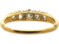 Victorian 18ct Gold, Five Stone Diamond Carved Half Hoop Ring