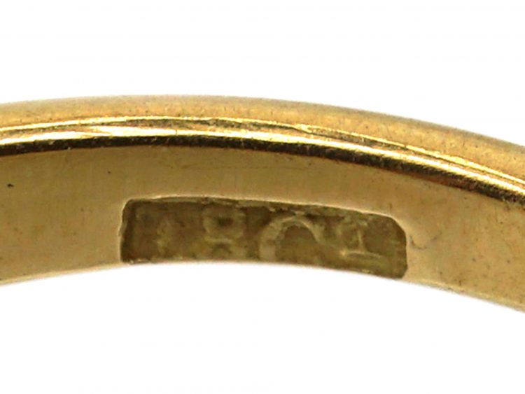 Victorian 18ct Gold, Five Stone Diamond Carved Half Hoop Ring