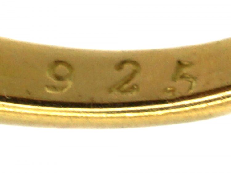 Victorian 18ct Gold, Five Stone Diamond Carved Half Hoop Ring