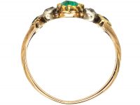Georgian 18ct Gold & Silver, Pear Shaped Emerald & Diamond Ring