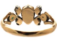 Georgian 18ct Gold & Silver, Pear Shaped Emerald & Diamond Ring