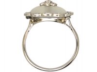 Edwardian 18ct Gold & Platinum, Moonstone & Diamond Cluster Ring