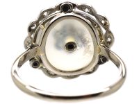 Edwardian 18ct Gold & Platinum, Moonstone & Diamond Cluster Ring