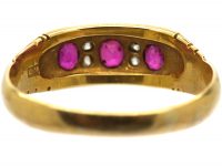 Victorian 18ct Gold, Three Stone Ruby & Diamond Ring
