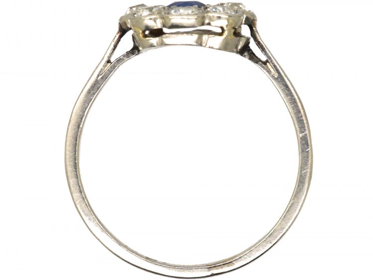 Edwardian Platinum, Sapphire & Diamond Cluster Ring