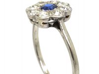 Edwardian Platinum, Sapphire & Diamond Cluster Ring