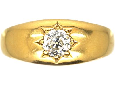 Victorian 18ct Gold Gypsy Ring set with a Diamond
