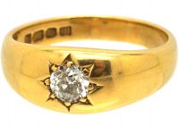 Victorian 18ct Gold Gypsy Ring set with a Diamond