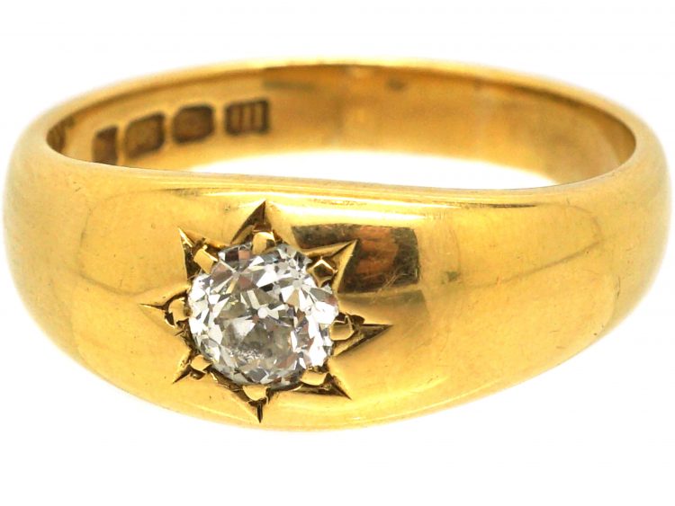 Victorian 18ct Gold Gypsy Ring set with a Diamond