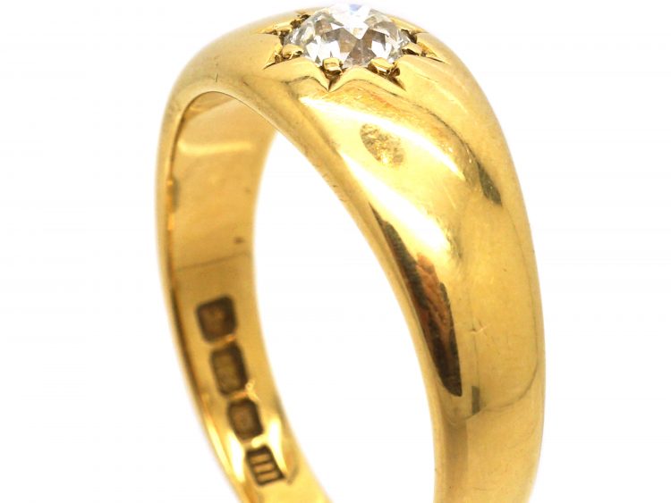 Victorian 18ct Gold Gypsy Ring set with a Diamond