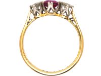 Edwardian 18ct Gold, Ruby & Diamond Three Stone Ring