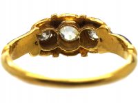 Georgian 18ct Gold & Blue Enamel, Three Stone Diamond Ring