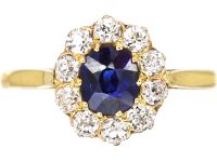 Edwardian 18ct Gold, Sapphire & Diamond Cluster Ring