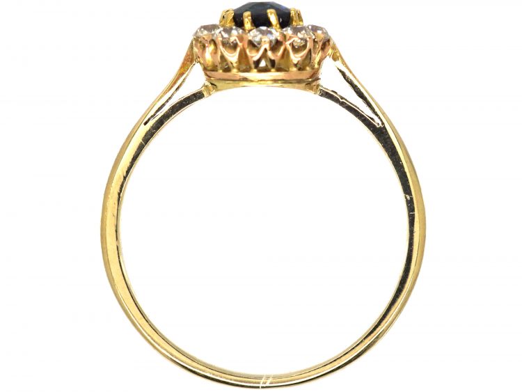 Edwardian 18ct Gold, Sapphire & Diamond Cluster Ring