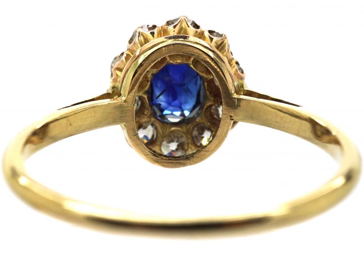 Edwardian 18ct Gold, Sapphire & Diamond Cluster Ring
