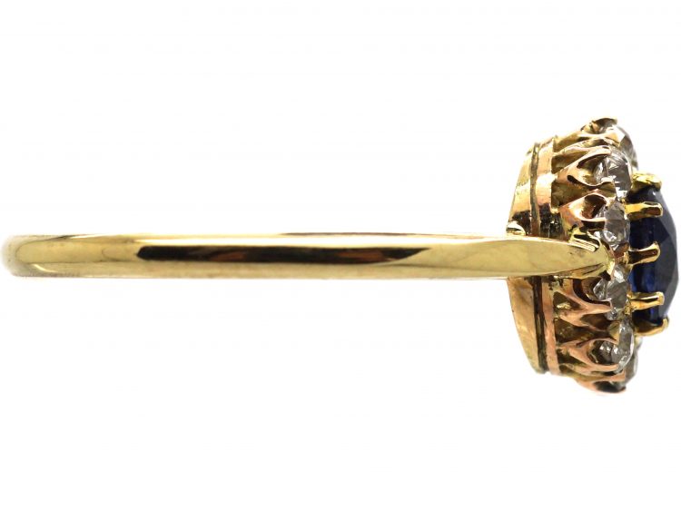 Edwardian 18ct Gold, Sapphire & Diamond Cluster Ring