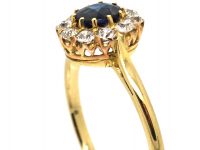 Edwardian 18ct Gold, Sapphire & Diamond Cluster Ring