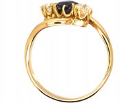 Edwardian 18ct Gold, Sapphire & Diamond Crossover Ring