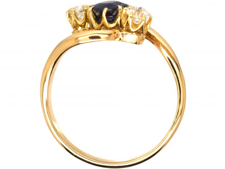 Edwardian 18ct Gold, Sapphire & Diamond Crossover Ring