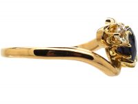 Edwardian 18ct Gold, Sapphire & Diamond Crossover Ring