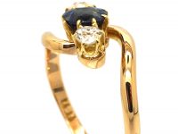 Edwardian 18ct Gold, Sapphire & Diamond Crossover Ring