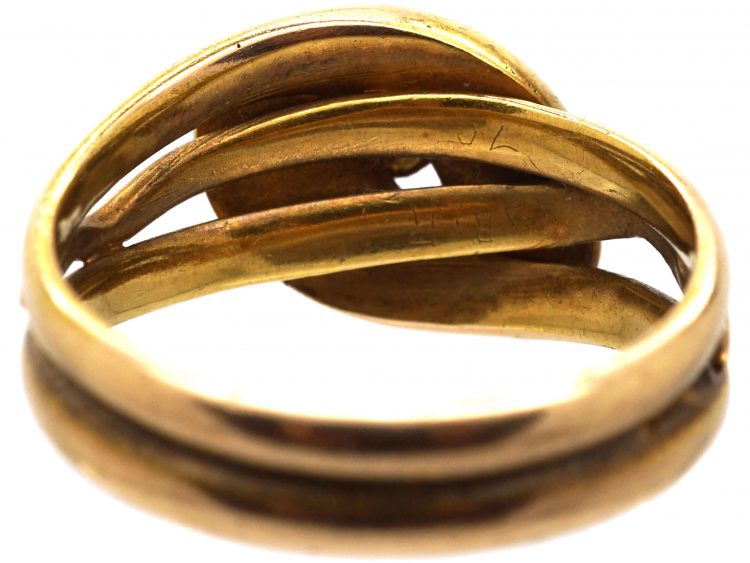 Victorian 15ct Gold Double Snake Ring set with a Diamond