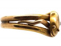 Victorian 15ct Gold Double Snake Ring set with a Diamond